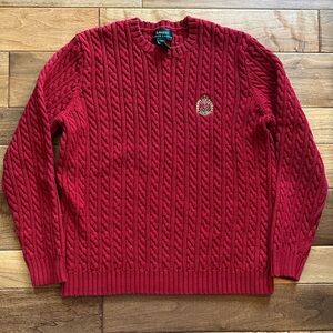Vtg Lauren Ralph Lauren cable knit sweater with crest